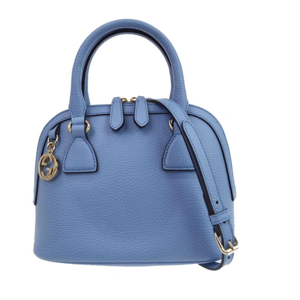 Gucci Interlocking Top Handle Leather Blue Leather Handbag